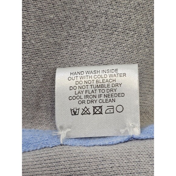 TYLER BOE XS/S Double Sided Cape Light Blue &‎ Ivory Poncho Wrap Sweater - Picture 7 of 7
